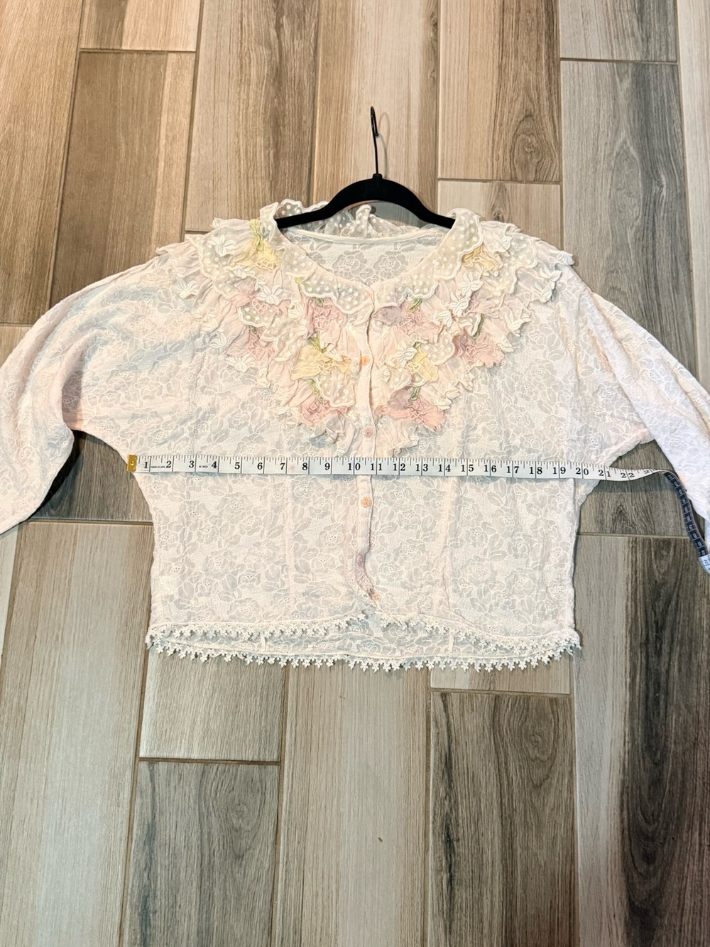 Pastel Lace Ruffle Blouse - Cream - Picture 5 of 12